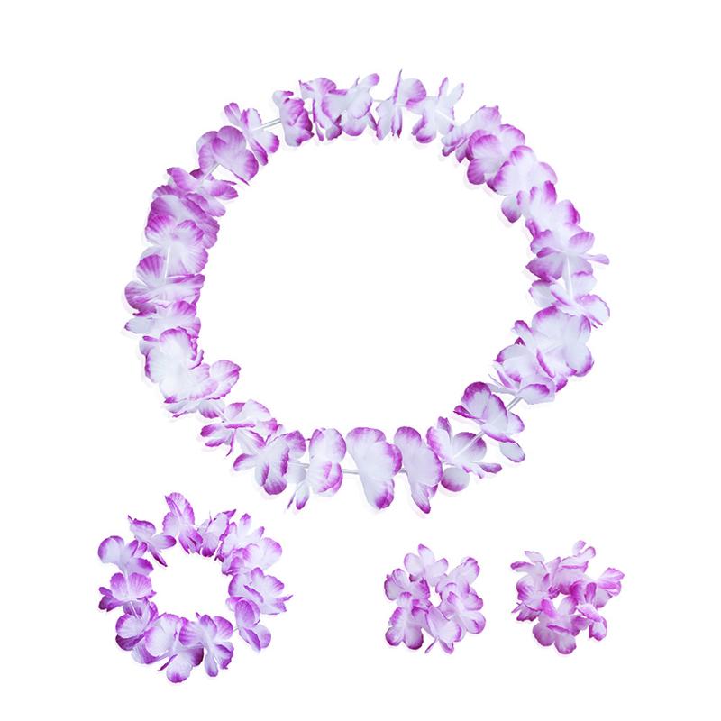4 шт./набор Гавайские искусственные цветы Леи Ожерелье Гирлянда Повязка на голову Свадьба День рождения Пляж Тропическая вечеринка Украшение