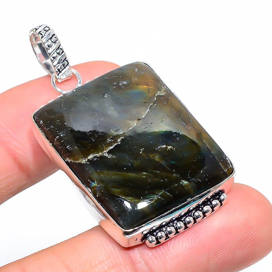 Labradorite Handmade 925 Sterling Silver Jewelry Pendant 1.97" s2J42
