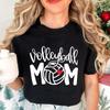 Женские футболки с принтом «MOM Volleyball» Повседневные футболки Весна Лето Короткий рукав Модная женская одежда Подарок маме