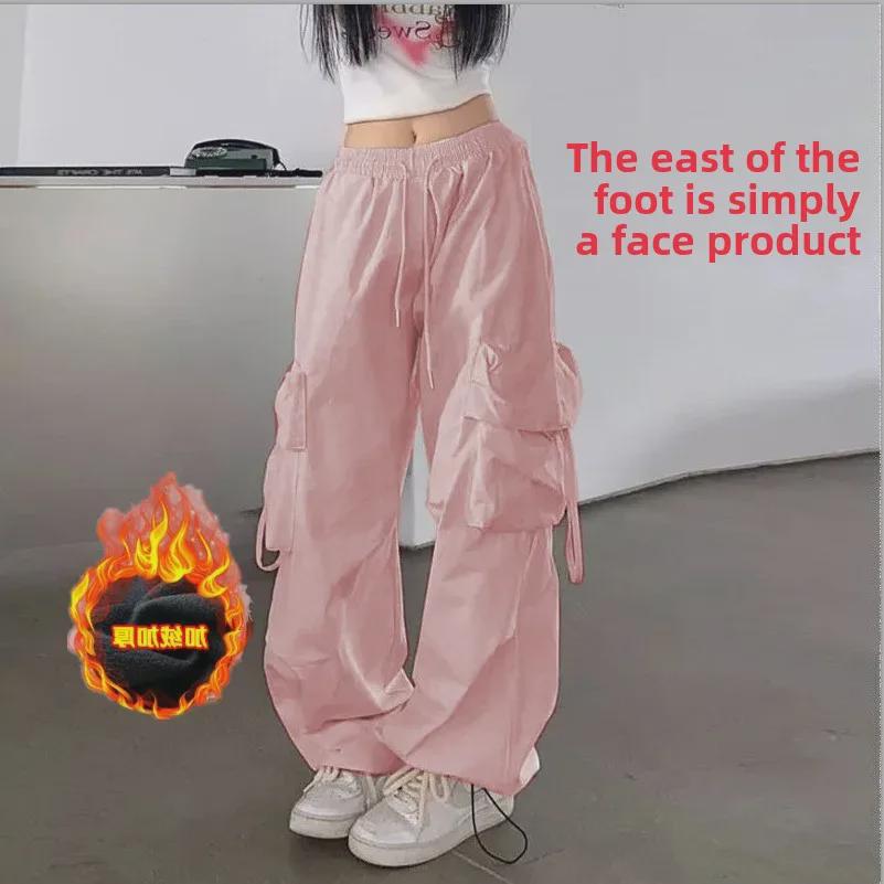 Плотный комбинезон в американском стиле 2024 года: Женский тренд осень/зима, повседневные универсальные прямые широкие брюки свободного кроя для мужчин