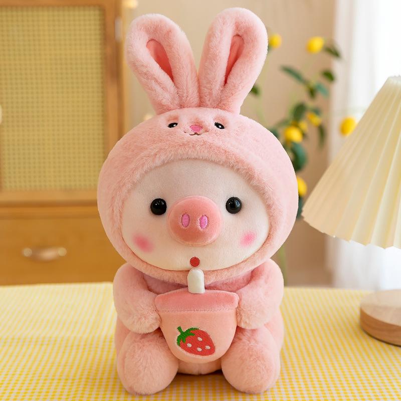 Cartoon Animal Transformed Into Milk Tea Pig Plush Toy New Product Small Frog Doll Grab Machine Doll Doll