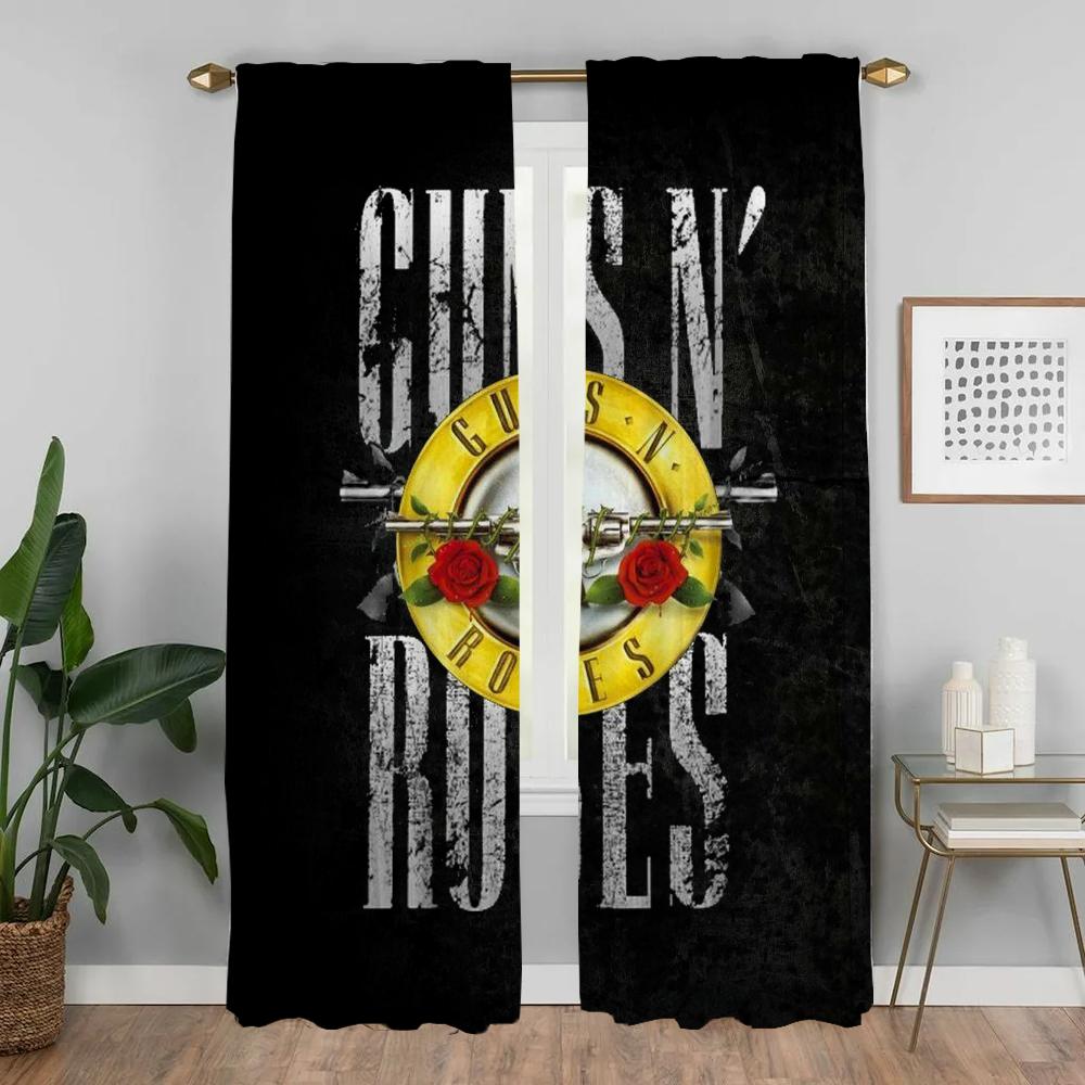 Guns N'Roses Разделение Домашний Интерьер Шторы 2 Части Гостиная Шторы Хэллоуин Украшения Оттенки Шторы для Спальни