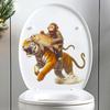 Игровой набор наклеек на унитаз и стену с тигром, обезьяной и рыбой Самоклеящиеся съемные декали для декора ванной комнаты, туалета