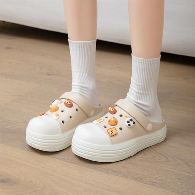 Женские новые летние толстые подошвы увеличивают рост, носите милые мультяшные модные шлепанцы с закрытым носком