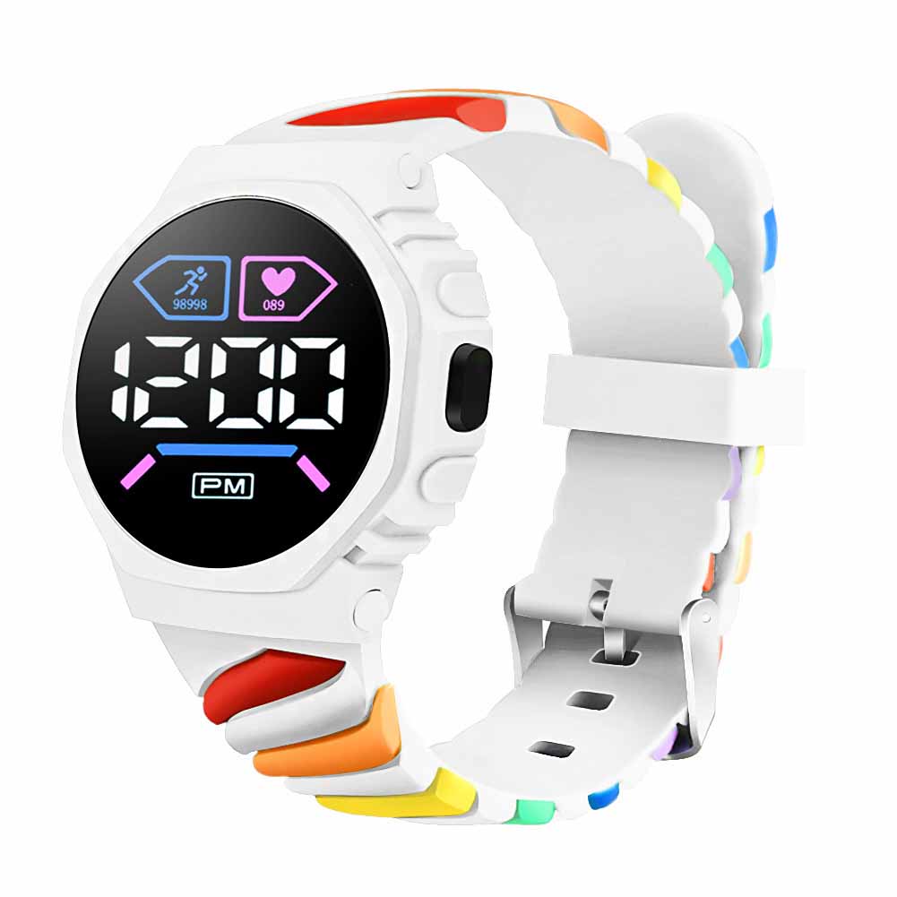 Children Kids Watch LED Digital Wristwatch for Boys Girls Waterproof Silicone Rainbow Kids Student Sport Electronic Watches