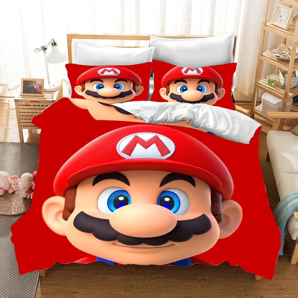 Набор постельного белья с пододеяльником Mario Одеяло Постельные принадлежности 3D Детский комплект постельного белья 3 предмета 1 пододеяльник Размер King Size
