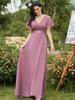 Ever-Pretty Women's Double V-Neck Empire Waist  Floor Length Chiffon Evening Dresses with Short Flutter Sleeves