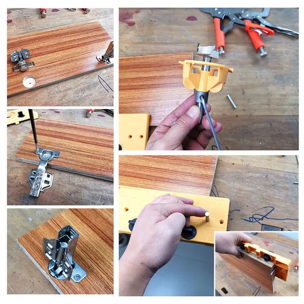 Скрытый 35-миллиметровый шаблон для сверления отверстий в форме чашки + сверло Форстнера, фреза по дереву, плотницкий столярный инструмент для самостоятельной работы