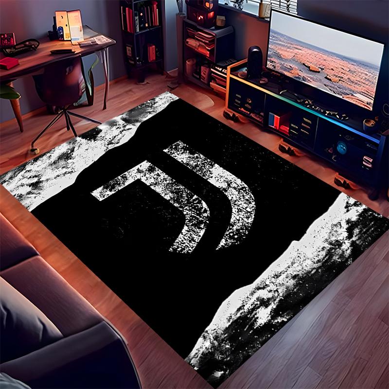 1pc Juventus FC logo Print Area Rug - Soft,Washable Non-Slip Indoor Mat for Office Chairs,Living Room,Home Office Decorative Rug