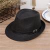Breathable Summer Beach Wide Brim Sun Hat Jazz Hat Straw Panama Cap Cowboy Fedora Hat