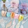 Iridescent Organza Ribbon Sheer Wide Craft Decorative Ribbon for Flowers Floral Bouquets Garlands Wedding Birthday Party Christmas