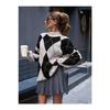 Women's Diamond Patterned Black High Collar Knitwear Sweater