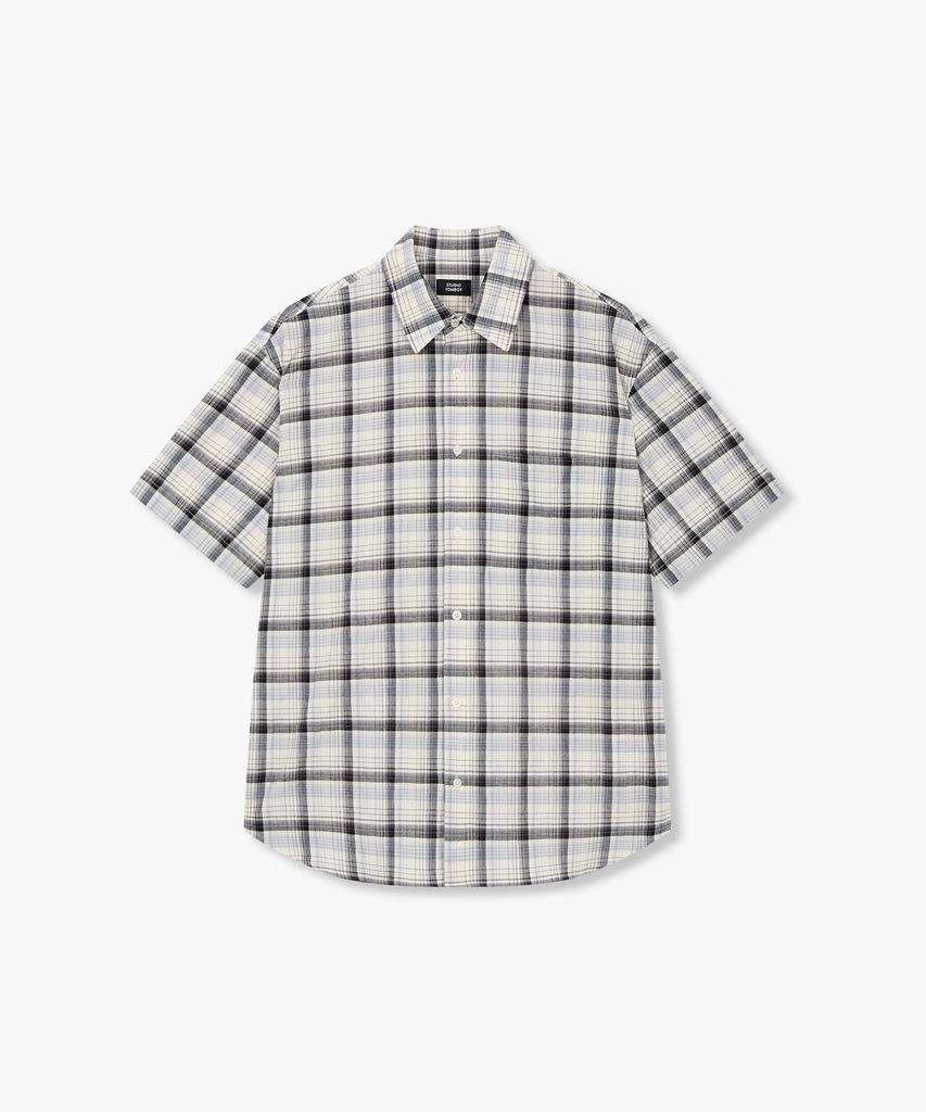 STUDIO TOMBOY [Men] Light Window Check Short Sleeve Shirt_Navy 91M6221227