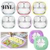 Silicone Sleeve Toddler Plate Stainless Steel with Suction Base 3-Compartment Baby Mess-free Mealtime Set Bowl Non-Slip Grip Unbreakable Metal