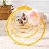 Steel Wire+Elastic Mesh Folded Cat Tunnel With Bell Breathable Cat Spring Toy S Type Training Interactive Cat Collapsible Tunnel