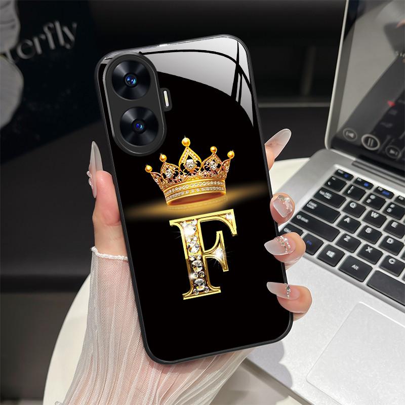 Чехол для Realme C55 4G Модные буквы Жесткие задние крышки из закаленного стекла Для Realme Narzo N55 NarzoN55 C55 RMX3710 Чехол для телефона