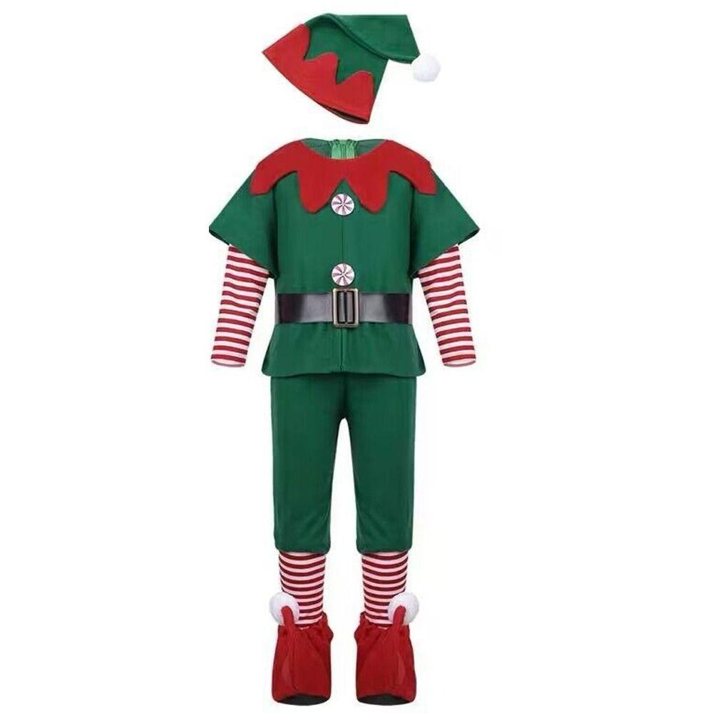 Kid Adult Christmas Elf Costume 2024 Cosplay Clothing New Year Family Matching Outfits