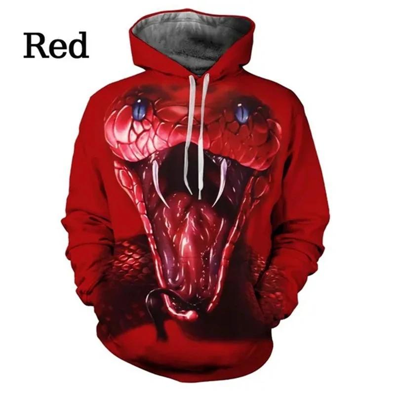 Мода Мужская Женская 3D Толстовка с принтом змеи Личность Креативный принт змеи Топ с длинным рукавом Толстовки Женские Уличная одежда Толстовки