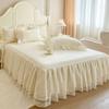 Комплект из 3 предметов однотонной двухслойной кружевной вышитой юбки для кровати с 1 шт. юбки для кровати + 2 шт. наволочек, легко снимаемый чехол-протектор для матраса