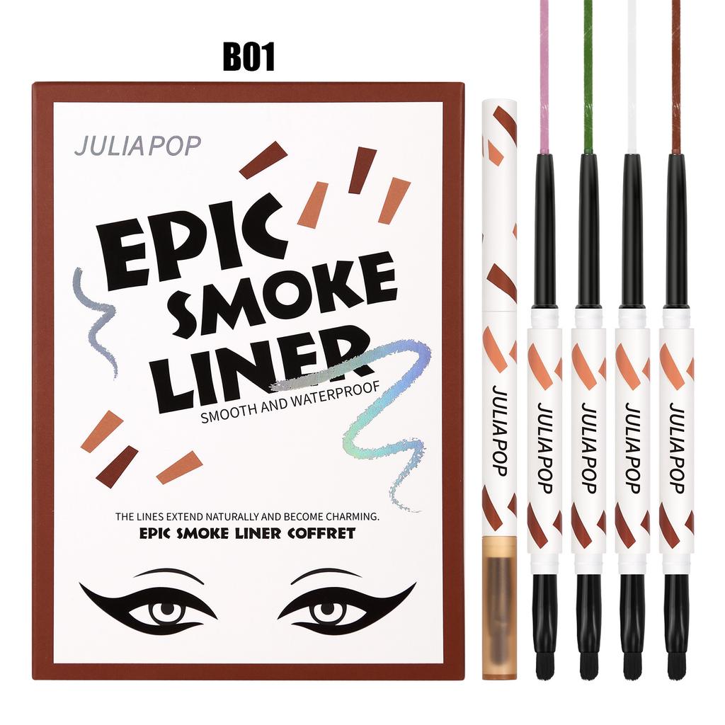 Набор подводки для глаз Smoky Eye Shadow, долговечная водостойкая, не размазывающаяся, шелковистая, гладкая, красочная, в стиле панк, дымчатый макияж с кисточкой