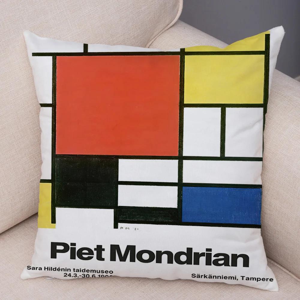 Piet Mondrian Geometric Line Color Block Pillowcase Soft Plush Throw Cushion Cover Decor Nordic Style Pillow Case for Sofa Home