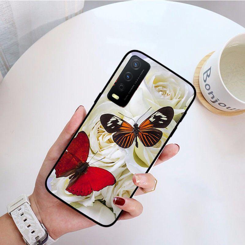 Чехол для телефона с красной бабочкой и розами для vivo Y31 Y30 Y33S Y11S Y12S Y17 Y20 Y20S Y21S Y1S Y53S Y15 Y19 Y91C V23, чехлы