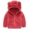 Kids Pure Color Teddy Fur Jackets Children Bear Ear Hoodies Coats Boys Girls Winter Warm Outerwear