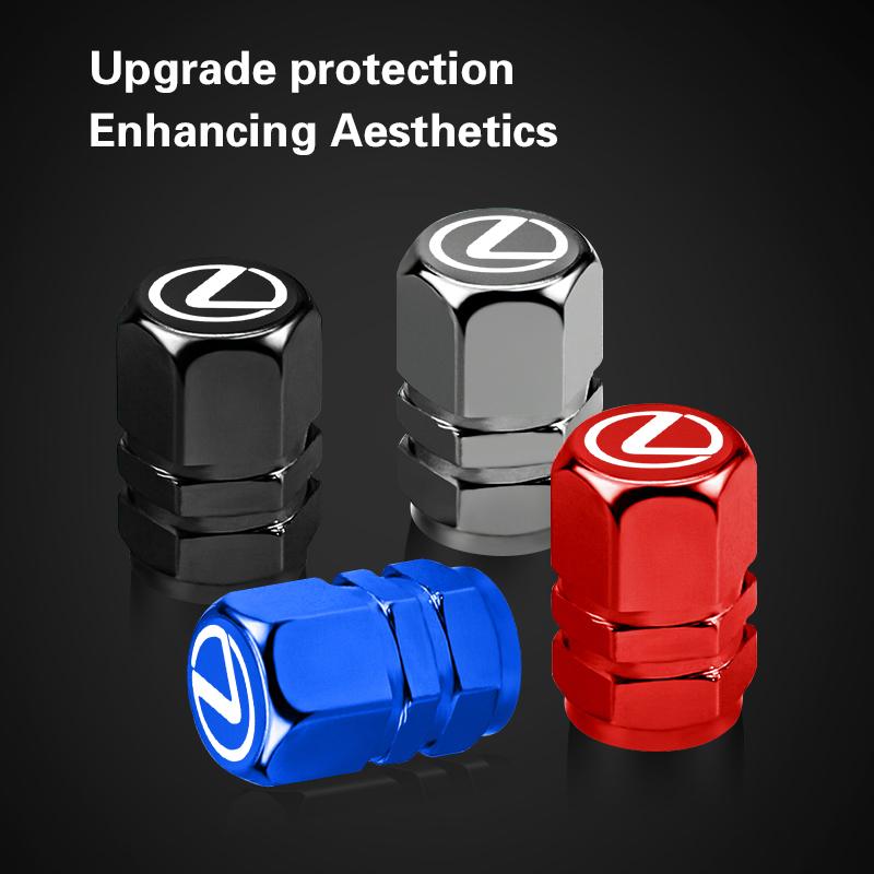 4pcs/set Car Wheel Tire Valve Caps Tyre Stem Covers Accessories For Lexus RX330 Fsport IS200 IS250 RX350 GX NX300h Ct200h ES300h