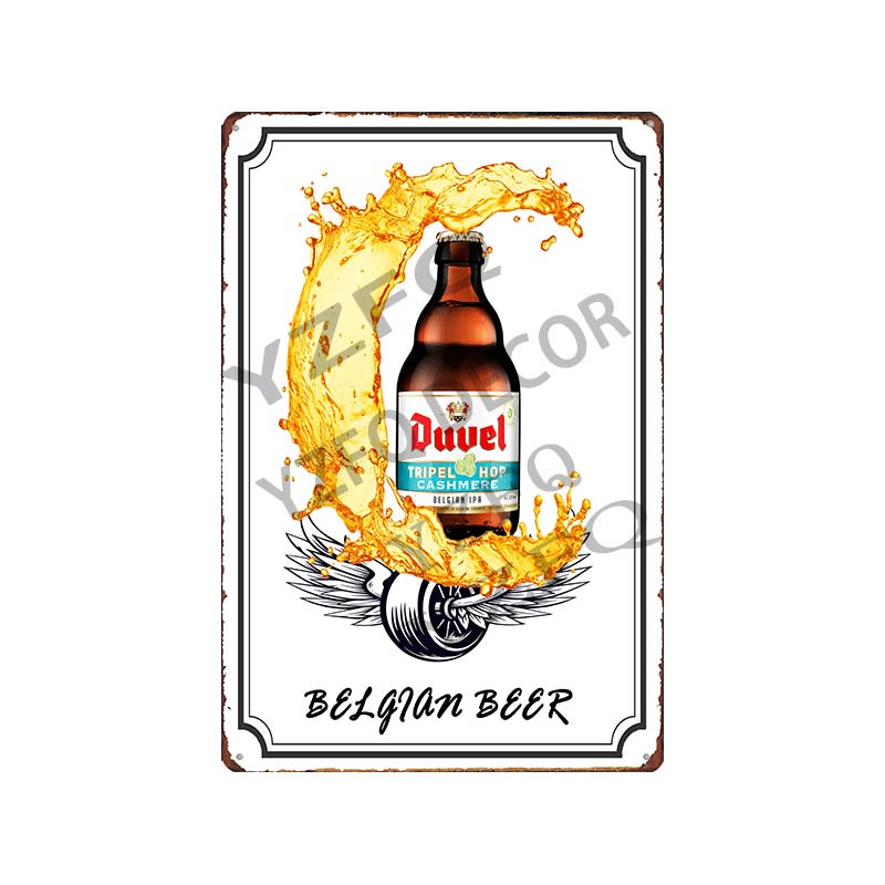 30x20 см Жестяная вывеска с пивом Hoegaarden Orval Chouffe - Винтажная металлическая табличка, Идеально подходит для Декора Стены Бара/Паба/Кухни/Дома/Кофейни, Постер