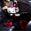 For Hello Kitty, Gothic, RosesAnime-Themed Flannel Blanket, Glam Style, Digital Print, All-Season Comfort, Tear-Resistant, Knitted Craftsman