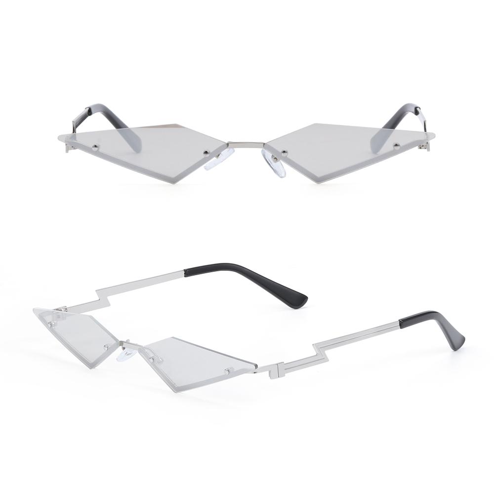 Женские модные безободковые солнцезащитные очки формы бриллиант, солнцезащитные очки с настоящей пленкой, личностные, женские, защита от УФ-лучей 400, трендовые узкие очки, уличная одежда