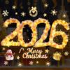 2026 Merry Christmas Window Cling Removable Waterproof PVC Xmas Golden Light String Static