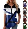Женская повседневная футболка с v-образным вырезом и коротким рукавом с цветочным принтом и декоративными пуговицами, топ