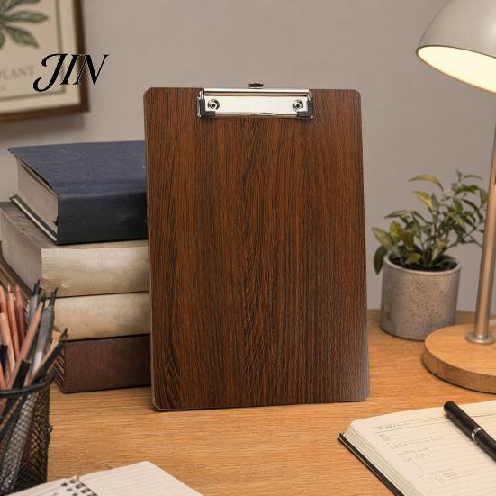 Metal Spring Clip Board Wooden Clipboard with Clip, A4 Letter Size Drawing Sturdy Board, Wood Grain Thicken Hardboard for Office, School Durable