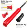 Marking Tool Solid Carpenter Pencil Set With Refill Leads Built-In Sharpener Long-Nosed Deep Hole Mechanical Pencil Marker Carpenter Scriber