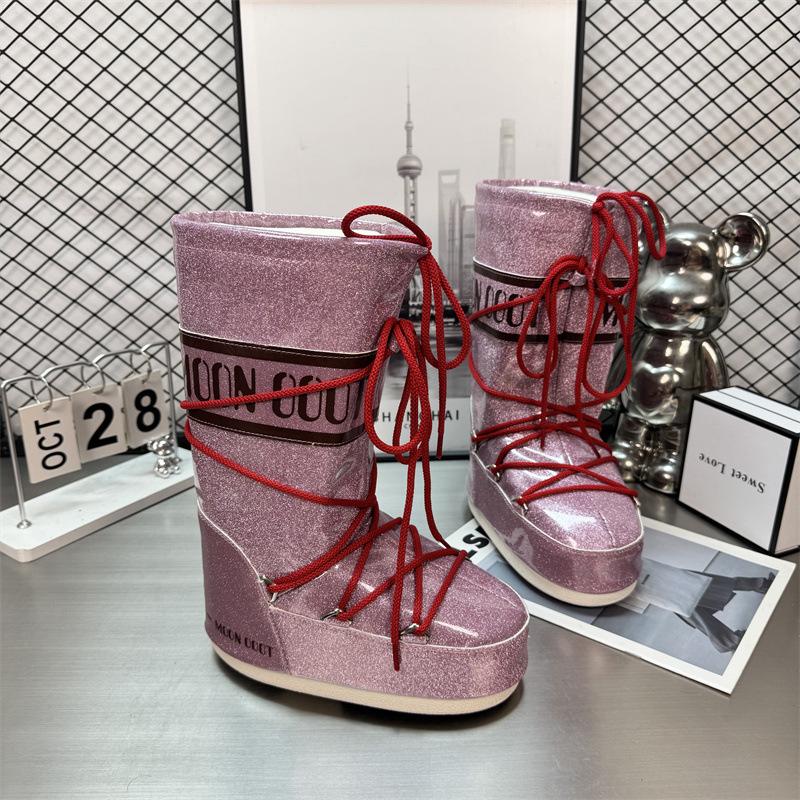 Waterproof version of gypsy moon snow boots women's winter new medium and high tube lace-up non-slip warm ski shoes