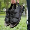 Men's 2024 Summer Genuine Leather Breathable Sandals - Versatile, Soft Bottom, Beach-Ready.