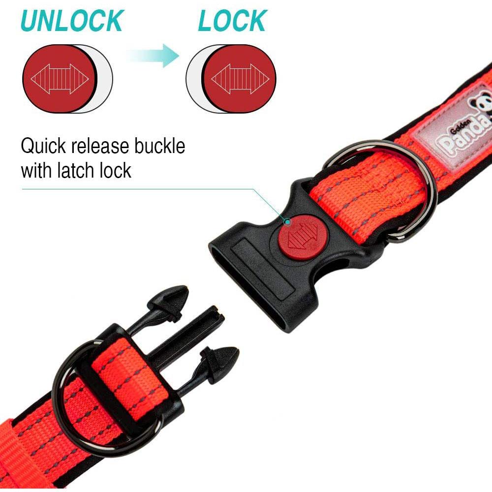 Ошейник для собак с мягкой подкладкой, светоотражающий, защитный ошейник для домашних животных с застежкой-фиксатором, прочный, регулируемый ошейник для собак средних и больших размеров