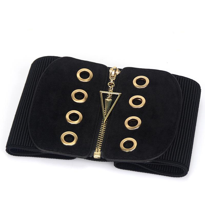 Women Corset Belt Tummy Zipper Closure Elastic Fashion Slimming Daily Body Shaping Breathable Ultra Wide Soft Black High Waist