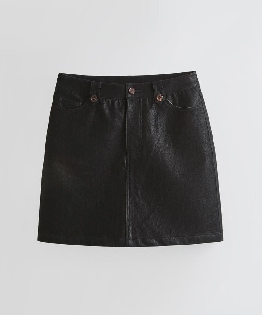Hane Classic Leather Midi Skirt_Subtle Black