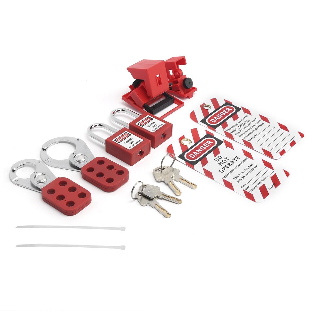 Lockout Tagout Kit Multifunctional with Hasp Warning Tag Safety Red Padlock Portable