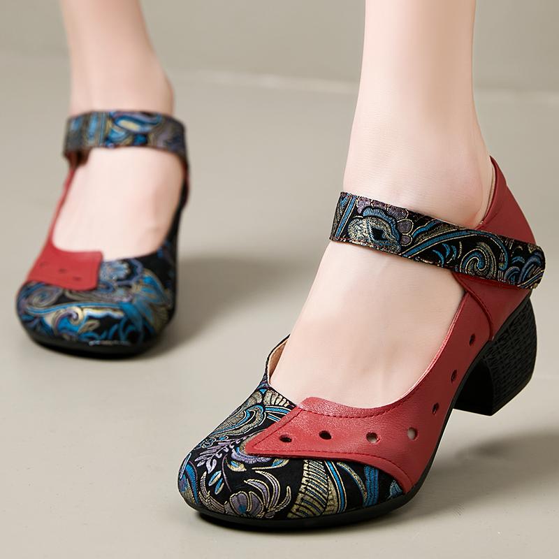 GKTINOO 2024 Весна Новые Туфли-лодочки Круглый Носок Сандалии с Пряжкой Мэри Джейн Толстый Каблук Ретро Натуральная Кожа Женская Обувь