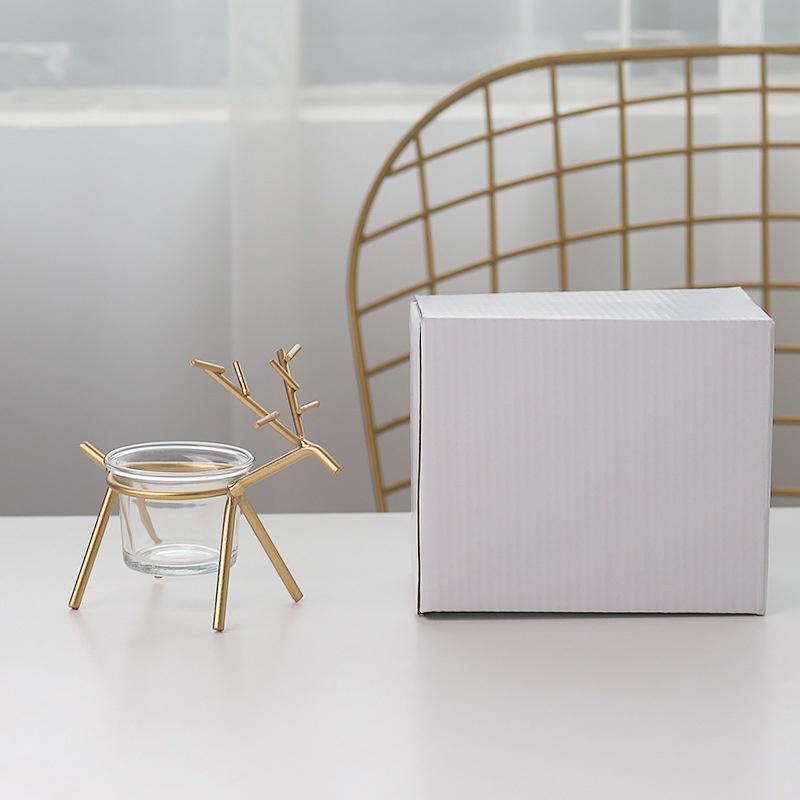 Nordic Simple Creative Wrought Iron Christmas Candlestick Deer Ornaments Dining Table Porch Layout