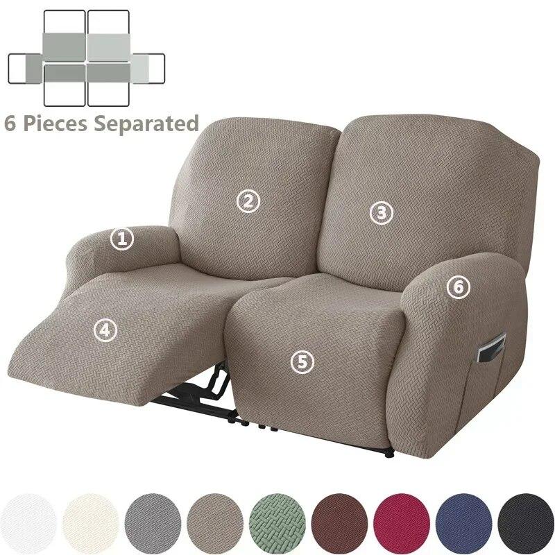 1/2/3 Seater Jacquard Recliner Sofa Cover Stretch Solid Color Armchair Covers Living Room Lazy Boy Couch Slipcovers Funda Sofa