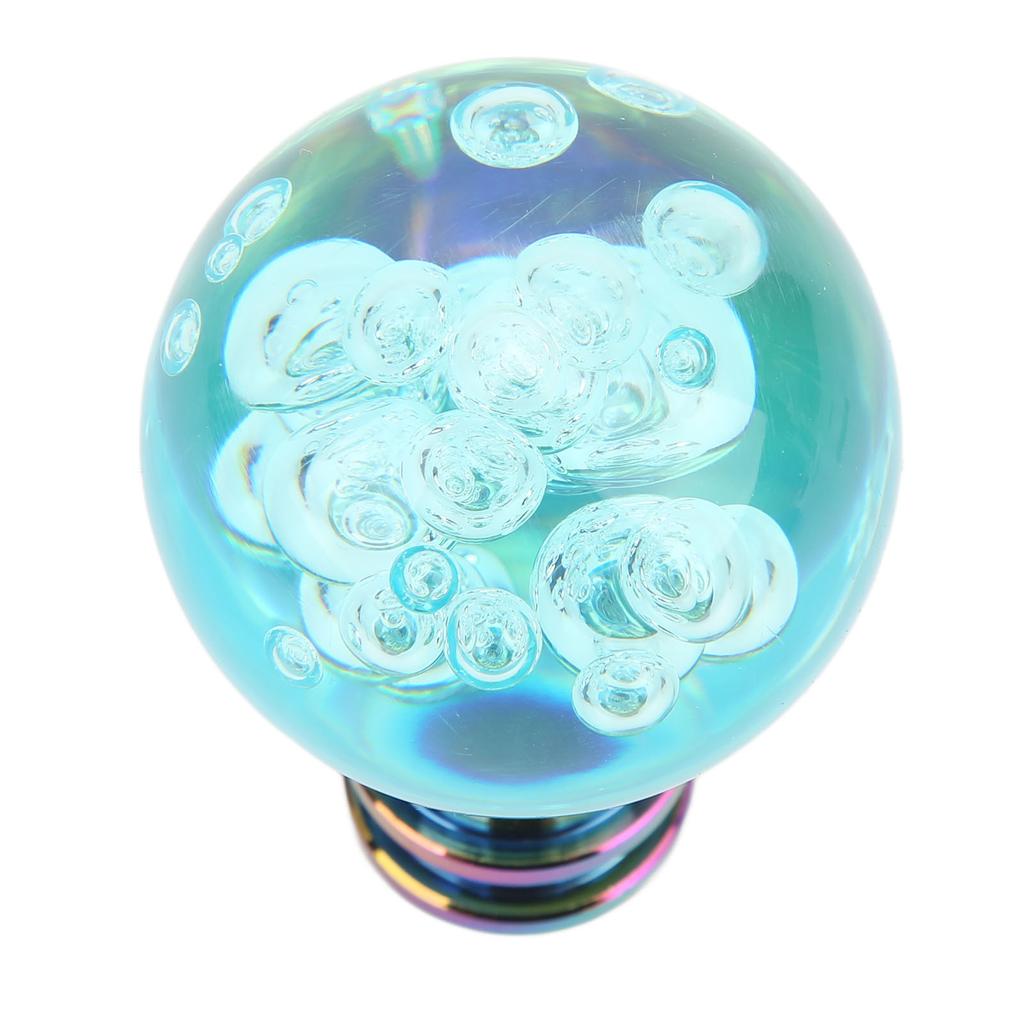 Gear Shift Knob with M8 M10 M12 Adapter Universal Acrylic Transparent Bubble Style Shifter Head for Car Light Blue