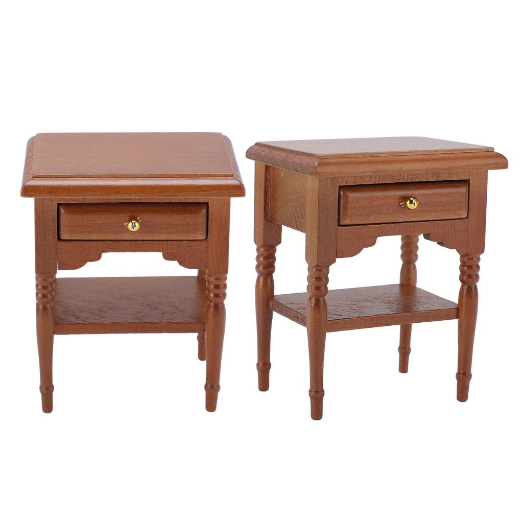 1:12 масштаб кукольный домик тумбочка миниатюрный прикроватный столик каштановый деревянный прикроватный шкаф мебель для