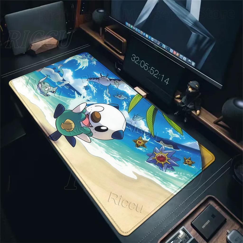 Gaming Mouse Pads Oshawott Pattern Pokemon Style Large Extended Rubber Computer Keyboard LockEdge Desk Mat Gamer Non-slip Carpet