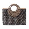 Yogodlns Straw Handbag Women New Straw Beach Bag Hand-Woven Simple Wild Summer Vacation Travel Trend Retro Casual Rattan Bag