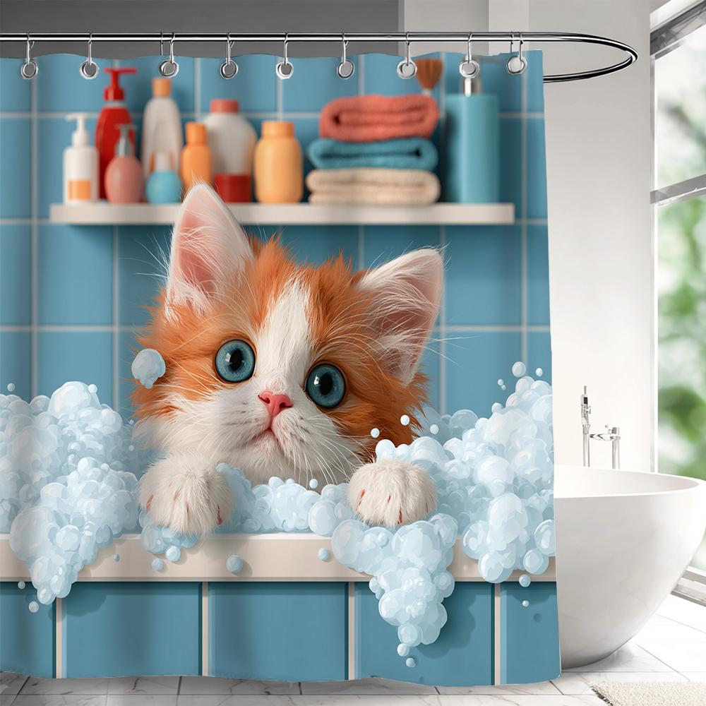 1 Pc Fun Bath Dog Shower Curtains With Hooks, Bathtub Partition Curtain Bathroom Curtains Unique Design Home Decoration Curtain