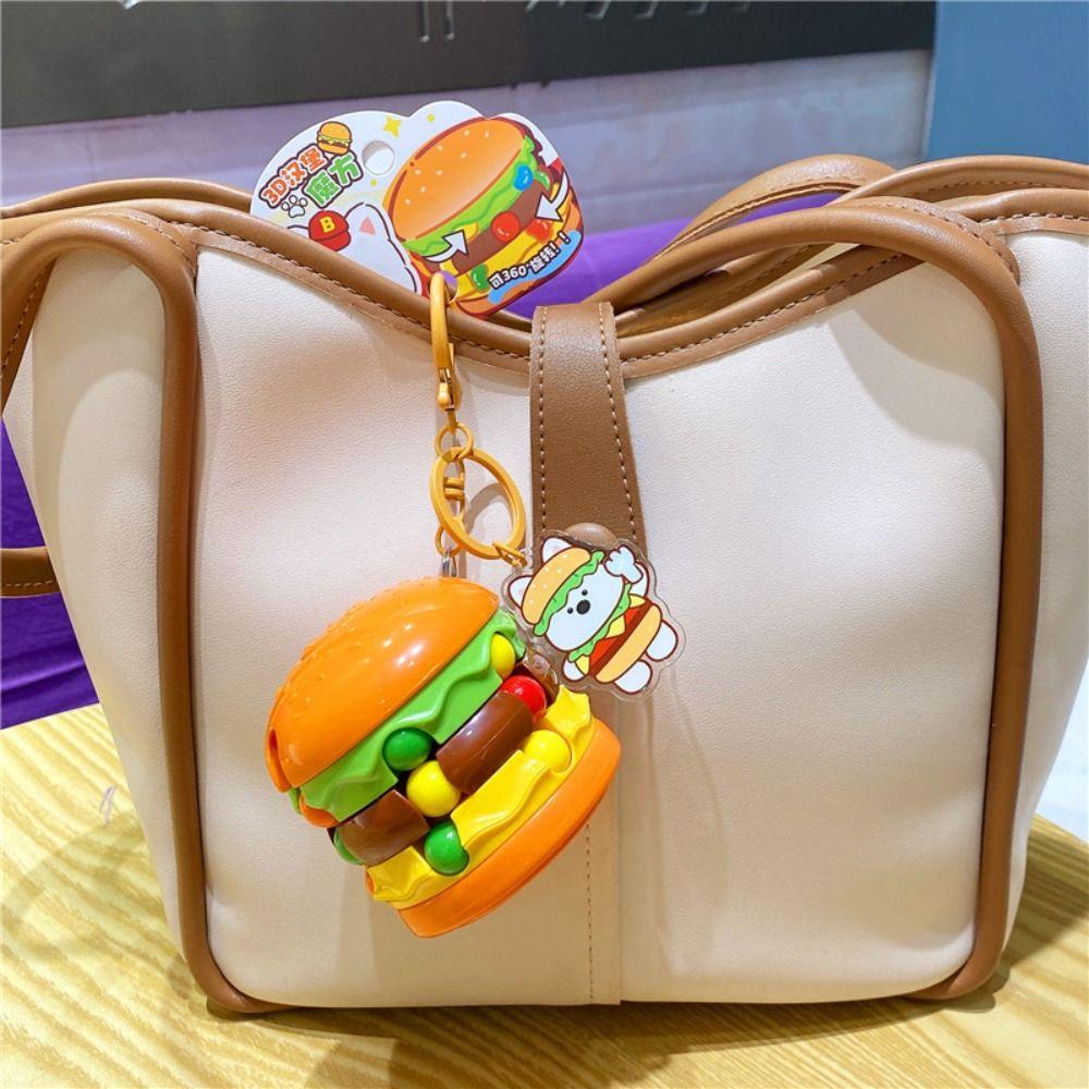 Finger Top Toy Dog Hamburger Doll Key Chain Capybara Puzzle Cube Keychain Girls Couple Girlfriends
